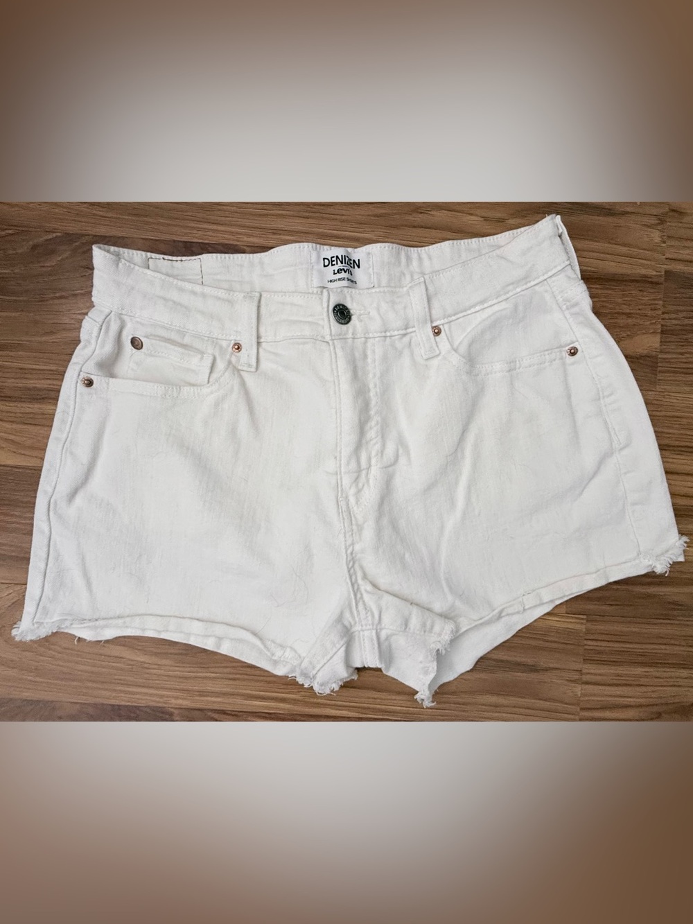 Levi's White High-Rise Denim Shorts